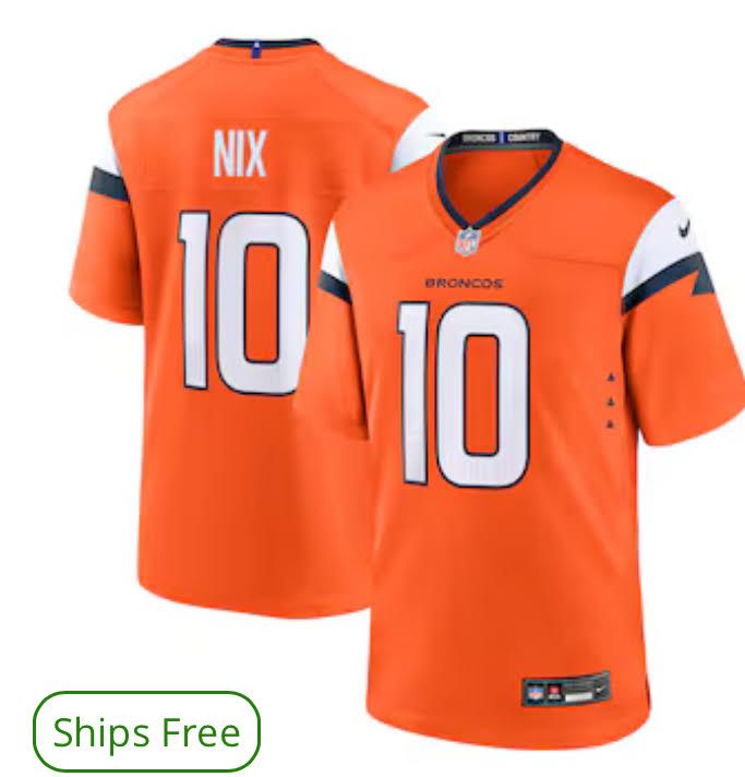 Women Denver Broncos #10 Nix Nike Orange 2024 NFL Draft First Round Pick Player Game Jersey->women nfl jersey->Women Jersey